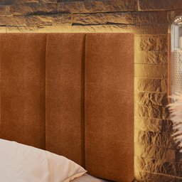 Cabeceira King Estofada com Led - Boucle Teracota - 4