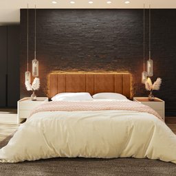 Cabeceira King Estofada com Led - Boucle Teracota - 7