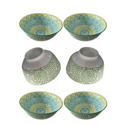 kit 6 Bowls Cumbucas Tigelas Potes porcelana Estampada 300ml MEK Kit 6 Tigelas Cumbucas Bowls 300ml  - 5