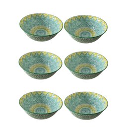 kit 6 Bowls Cumbucas Tigelas Potes porcelana Estampada 300ml MEK Kit 6 Tigelas Cumbucas Bowls 300ml  - 1