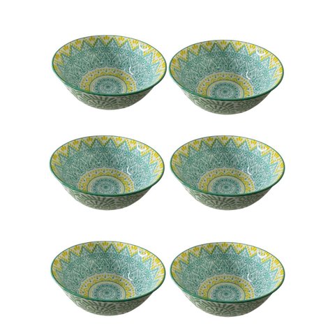 kit 6 Bowls Cumbucas Tigelas Potes porcelana Estampada 300ml MEK Kit 6 Tigelas Cumbucas Bowls 300ml 