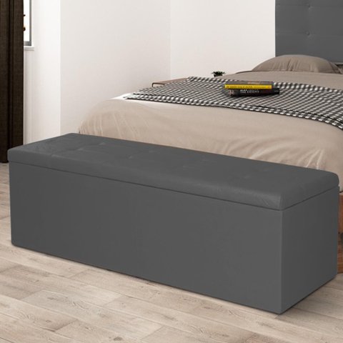 Calçadeira Baú Casal 1,40m Berlim Suede Cinza Dal Poz Estofados