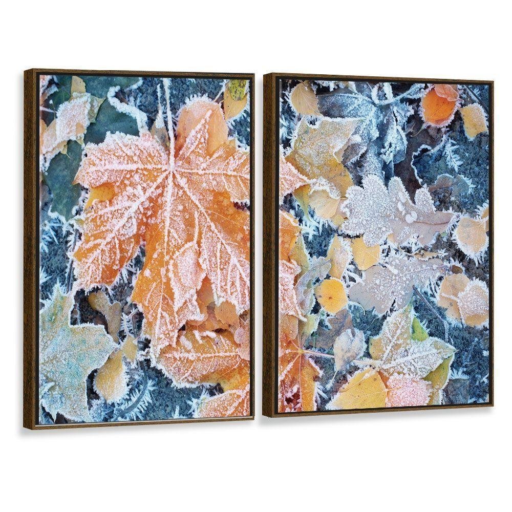 Kit 2 Telas Canvas Com Moldura Plátano Geada - 2