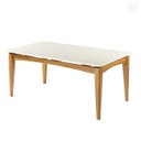 Ver imagem 1 de Mesa Retangular Tampo Vidro Off White 180x100 Cm Madeira Maciça Imbuia Rmi