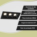 Ver imagem 7 de 9 Micro Spot LED Triplo Downlight Embutido 3000k Preto BET58