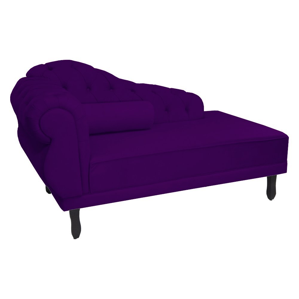 Recamier Decorativo Divã Larissa Lado Direito Suede Roxo Pés Madeira Ms Decor - 2