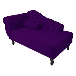 Recamier Decorativo Divã Larissa Lado Direito Suede Roxo Pés Madeira Ms Decor - 1