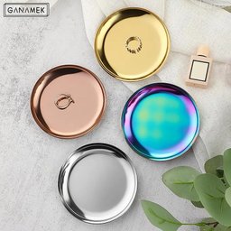 Bandejas de Inox Pequenas P/ Joias Velas Objetos Chaves:folha Dourada 9x7cm - 3