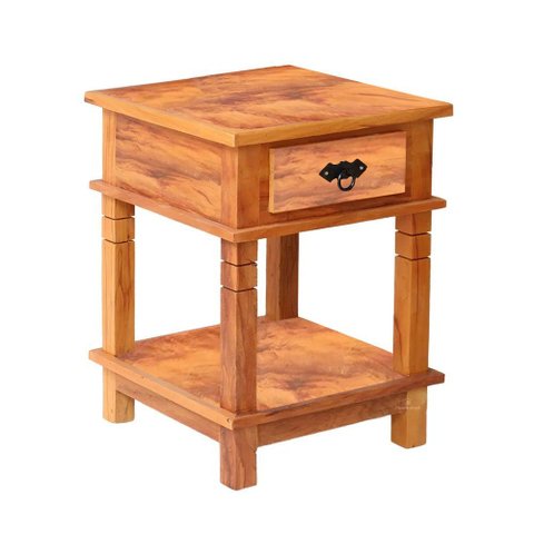 Mesa Cabeceira 40cm com 1 Gaveta Madeira Maciça Envernizada Mhm