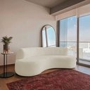 Ver imagem 4 de Sofá Curvo 3 Lugares Amsterdã 180cm Linho Bege - Amarena Móveis