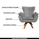 Ver imagem 4 de Poltrona Decorativa Base Giratória em Madeira Charger Suede Grafite - Gran Belo