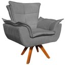 Ver imagem 1 de Poltrona Decorativa Base Giratória em Madeira Charger Suede Grafite - Gran Belo