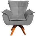 Ver imagem 6 de Poltrona Decorativa Base Giratória em Madeira Charger Suede Grafite - Gran Belo