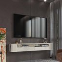 Ver imagem 2 de Rack Ripado Suspenso Luxo para TV até 75 Polegadas com Nichos e Portas 180 cm
