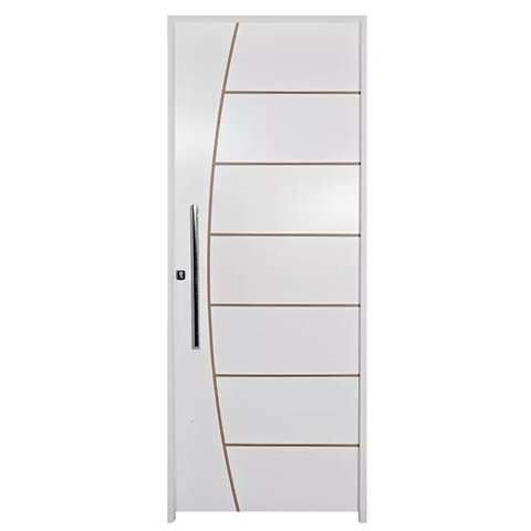 Porta de Madeira Semi-oca Prime Belíssima Frisada Bat.11 Cm Eco Fech. Rol. e Pux-210x72 Lado Direito