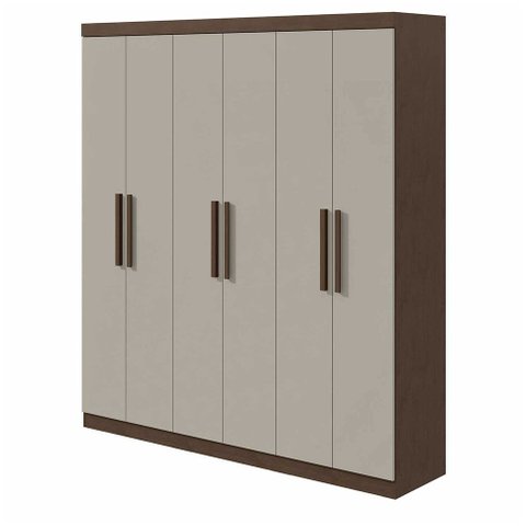 Guarda-Roupa casal 6 portas Jazz- Lopas - IMBUIA CLEAN/OFF WHITE