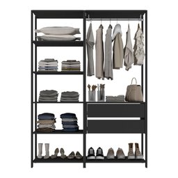 Guarda-Roupas Closet Modulado 135cm 2 Peças com 2 Gavetas e Cabideiro Multimóveis MP4320  - 4