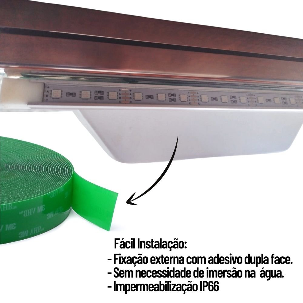 Cascata de Piscina 100cm de Embutir com Iluminação Led RGB e Controlador WiFi - 4
