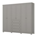 Ver imagem 5 de Guarda Roupa Casal Americano 6 Portas 4 Gavetas MDF-MDP Cinza Móveis Henn