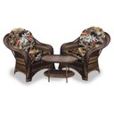 Ver imagem 1 de Conjunto de Poltronas Fibra Sintética Janaína - 2 Poltronas + 1 Mesa Centro - Tecido Revieira Marrom