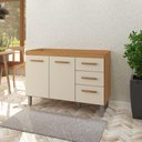 Ver imagem 1 de Armário Balcão de Pia Aurora com Prateleira Freijó Off White 118cm