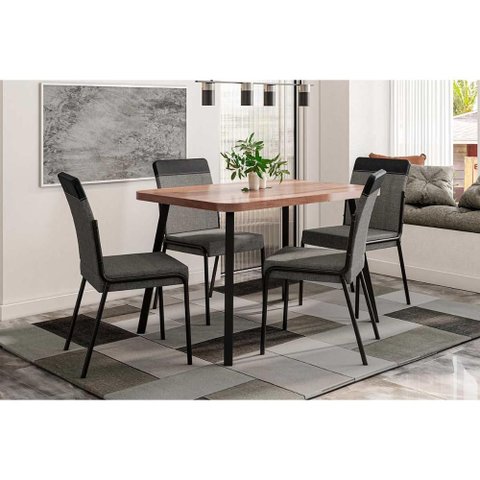 Mesa Cozinha Stellar 120 + 4 Cad Duo Preto Carraro