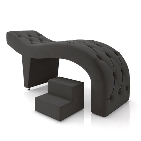 Maca de Estética para Massagem Cílios Fixa Lash Estofada com Escada Veludo Cinza G83 - Gran Belo Mac