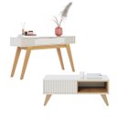 Ver imagem 1 de Kit Aparador e Mesa de Centro para Sala de Estar Off White Freijó Colibri