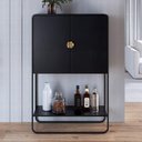 Ver imagem 4 de Balcão Aparador Bar para Sala Industrial 2 Portas 90cm Alek A03 Nero Preto - Lyam Deocr