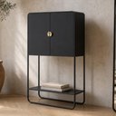 Ver imagem 1 de Balcão Aparador Bar para Sala Industrial 2 Portas 90cm Alek A03 Nero Preto - Lyam Deocr