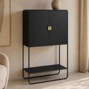 Ver imagem 3 de Balcão Aparador Bar para Sala Industrial 2 Portas 90cm Alek A03 Nero Preto - Lyam Deocr