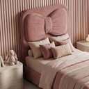 Ver imagem 7 de Cabeceira Estofada Cama Box Solteiro Infantil Juvenil Laço 90cm Orgânica Bouclê Rosê - Desk Design