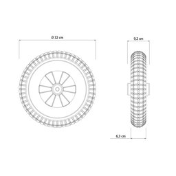 Pneu Maciço de Pvc Expandido, Ø 320 Mm X 65 Mm e Roda Plástica Tramontina para Carrinho de Mão com B - 2