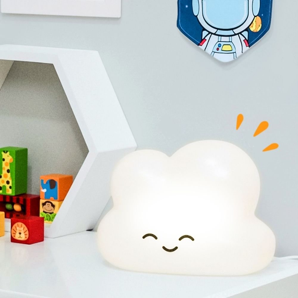 Luminária Abajur Mesa Infantil DecorFun Quarto do Bebê Nuvem Branca - 5