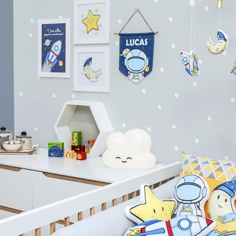 Luminária Abajur Mesa Infantil DecorFun Quarto do Bebê Nuvem Branca - 3