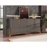 Aparador Buffet Sala Lizz 170cm Cinza Pérola Marrom - 1