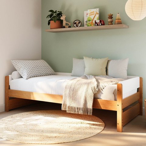 Cama Solteiro Reversível Aria Casatema MadeiraOriginals Marrom/Nogueira/Branco