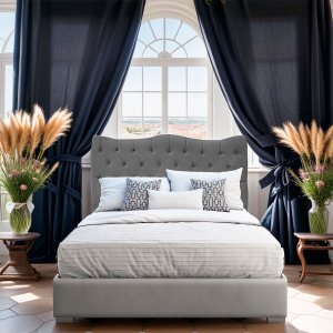 Cabeceira Casal para Cama Box Estofada Dunas Veludo Ateliê do Conforto Cabeceira Casal Cama Box Esto