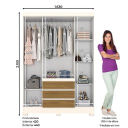 Guarda Roupa Curry 4 Portas e 3 Gavetas Off White/nature - Móveis Briz - 4