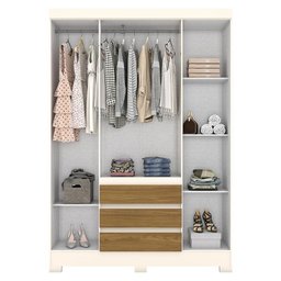 Guarda Roupa Curry 4 Portas e 3 Gavetas Off White/nature - Móveis Briz - 3