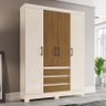 Guarda Roupa Curry 4 Portas e 3 Gavetas Off White/nature - Móveis Briz - 2