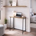 Ver imagem 1 de Escrivaninha Mesa Escritório Industrial Dobrável Montada 80cm Marrom/Preto