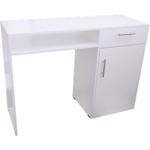 Escrivaninha Multifuncional para Manicure, Escritório, Computador com Gaveta e Porta Mdf - Branco - 