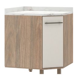 Balcão de Cozinha Diagonal com Tampo 74cm 1 Porta Dani Luciane Móveis - 1