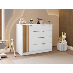 Quarto Infantil Ayla Branco e Amadeirado com Berço _ Phoenix Baby - 3