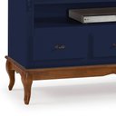 Ver imagem 2 de Rack para Sala com Pés Luis Xv 60501 Linz Móveis 3 Gavetas e Nicho - Azul Petróleo/imbuia Glazer