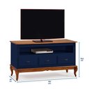 Ver imagem 4 de Rack para Sala com Pés Luis Xv 60501 Linz Móveis 3 Gavetas e Nicho - Azul Petróleo/imbuia Glazer