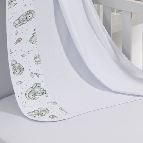 Cueiro Simples Tecebem Baby Yan Malha Estampado Kinder 80cmx90cm Branco