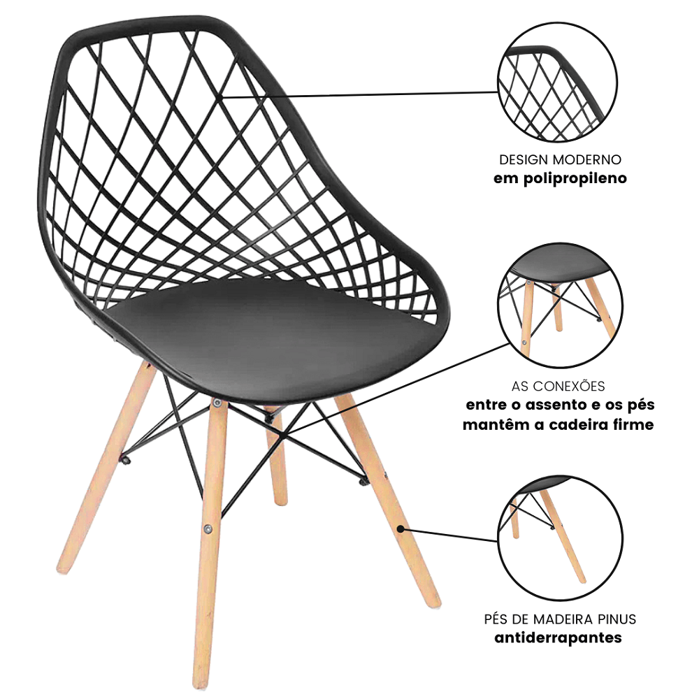 Cadeira Kaila De Jantar Eames Preta - 4