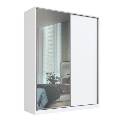 Guarda Roupa Solteiro Espelho 2 Portas 3 Gavetas Branco 183x59,8x235cm Rc 2003 Emovell